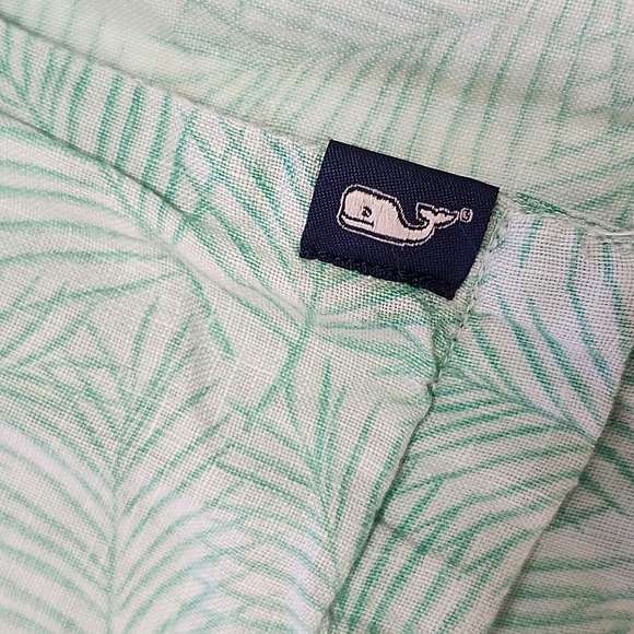 VINYARD VINES Men's Button-down Collared Shirt Light Green Leaf Pattern Linen M - Picture 5 of 8